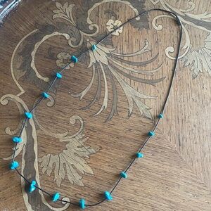 Vintage liquid silver & Turquoise Bead Necklace - Women Jewelry